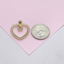 Load image into Gallery viewer, 18k Gold Filled Heart Dainty Heart Pendant With Round CZ Stones