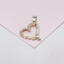 Load image into Gallery viewer, 18k Gold Filled XL Engraved Love Heart Pendant with cz