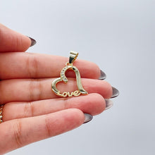 Load image into Gallery viewer, 18k Gold Filled XL Engraved Love Heart Pendant with cz