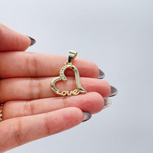 Load image into Gallery viewer, 18k Gold Filled XL Engraved Love Heart Pendant with cz