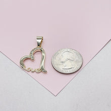 Load image into Gallery viewer, 18k Gold Filled XL Engraved Love Heart Pendant with cz
