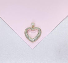 Load image into Gallery viewer, 18k Gold Filled Heart Pendant wth smooth sleek outline and with Round CZ Stones