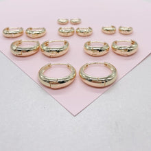 Load image into Gallery viewer, 18k Gold Filled Plain Tear Drop Shaped Huggie Hoop Earrings In Three Sizes