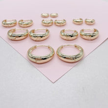 Load image into Gallery viewer, 18k Gold Filled Plain Tear Drop Shaped Huggie Hoop Earrings In Three Sizes