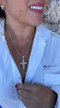 Load image into Gallery viewer, 18k Gold Filled XL Crucifix Covered in Baguette cut stones, Round CZ in Prong and Beveled Setting