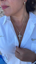 Load image into Gallery viewer, 18k Gold Filled XL Crucifix Covered in Baguette cut stones, Round CZ in Prong and Beveled Setting