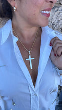 Load image into Gallery viewer, 18k Gold Filled Long Plain Smooth Cross with CZ Bail
