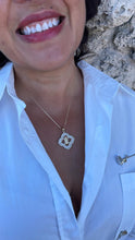 Load image into Gallery viewer, 18k Gold Filled Mother of Pearl Clover Pendant with Virgin Mary Engraved Crowned with CZ