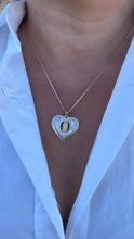 Load image into Gallery viewer, 18k Gold Filled Heart Pendant with Mother Of Pearl Stone & Engraving of Virgin Mary Topped with CZ