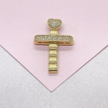 Load image into Gallery viewer, 18k Gold Filled Crucifix Cross With Pave CZ Hearts