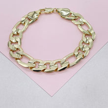 Load image into Gallery viewer, 18k Gold Filled 12mm Thick Figaro Bracelet