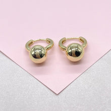Load image into Gallery viewer, 18k Gold Filled 15mm Huggie with Plain Ball Attached