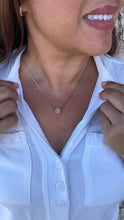 Load image into Gallery viewer, 18k Gold Filled Minimalist Herringbone\Box Chain Necklace with Solitaire CZ Pendant