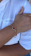Load image into Gallery viewer, 18k Gold Filled Dainty 2mm Cuban Link Bracelet with 3 Colorful Disk Charm