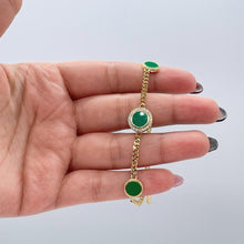 Load image into Gallery viewer, 18k Gold Filled Dainty 2mm Cuban Link Bracelet with 3 Colorful Disk Charm