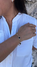 Load image into Gallery viewer, 18k Gold Filled Dainty 2mm Cuban Link Bracelet with 3 Colorful Disk Charm