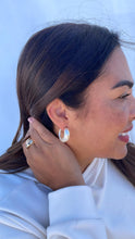 Load image into Gallery viewer, Synthetic Pearl Hoop Earrings, Elegant C-Hoop Design