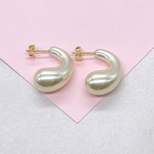 Load image into Gallery viewer, Synthetic Pearl Bubble Style Hoop Earring