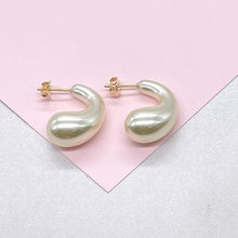 Load image into Gallery viewer, Synthetic Pearl Bubble Style Hoop Earring