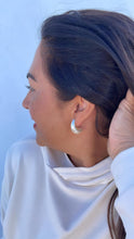 Load image into Gallery viewer, Synthetic Banana Shaped Hoop Earring, Pearl Hoops, Faux Pearl Jewelry
