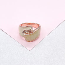 Load image into Gallery viewer, 18k Rose Gold-filled Ring with Enamel and Mosaic style artwork