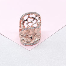 Load image into Gallery viewer, 18k Rose Gold 2 Tier Textured Ring with CZ