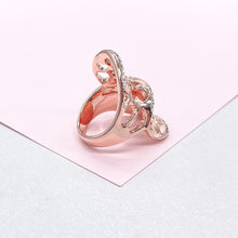 Load image into Gallery viewer, 18k Rose Gold 2 Tier Textured Ring with CZ