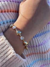 Load image into Gallery viewer, 18k Gold Filled Puffy Heart Bracelet with CZ Hearts