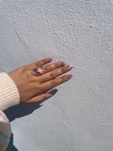 Load image into Gallery viewer, 18k Rose Gold 2 Tier Textured Ring with CZ