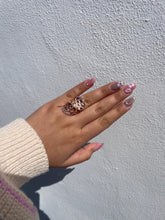 Load image into Gallery viewer, 18k Rose Gold 2 Tier Textured Ring with CZ