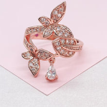 Load image into Gallery viewer, 18K Rose Gold Filled Butterfly Cluster Ring and Pearl Cut CZ