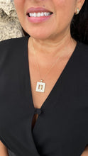 Load image into Gallery viewer, 18k Gold Filled Mother of Pearl Square See Through Medallion Engraved with Virgin Mary & CZ