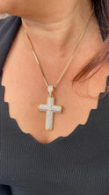 Load image into Gallery viewer, 18k Gold Filled XL CZ Pave Cross Pendant with Radiant cut a Stones