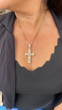 Load image into Gallery viewer, 18k Gold Filled XL Crucifix with CZ Pave and engraved Skull