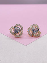 Load image into Gallery viewer, 18k Gold Filled Flower Stud Earrings with CZ Stone