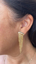 Load image into Gallery viewer, 18k Gold Filled Long Soft Fringe with Long Plain Gold Bar on top