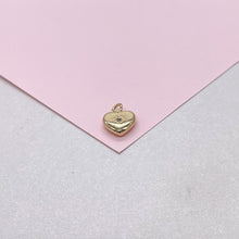 Load image into Gallery viewer, 18k Gold Filled Smooth, Puffy Mini Heart Charm with Beveled Heart Stone, DIY charms