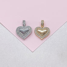 Load image into Gallery viewer, 18k Gold Filled Puffy Heart Charm Crowned with CZ