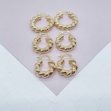 Load image into Gallery viewer, 18k Gold Filled Twisted Croissant Hoop Earrings
