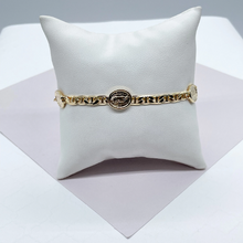 Load image into Gallery viewer, 18k Gold Filled Mariner Link Bracelet With Guadalupe Charm Stamped To It Wholesale Jewelry Supplies
