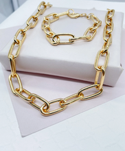 Load image into Gallery viewer, 18k Gold Filled 10mm Thick Paper Clip Set necklace and bracelet Wholesale Jewelry Supplies
