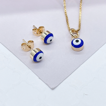 Load image into Gallery viewer, 18k Gold Filled Simple &amp; Small Blue Evil Eye SetWholesale Jewelry Supplies
