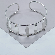 Load image into Gallery viewer, 18k Silver Filled See Through Bangle Bracelet, Patterned With Silver Pieces &amp; Zirconia
