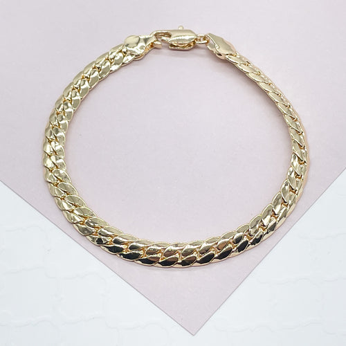 18k Gold Filled 6mm Flat Snake Like Bracelet Dainty  Jewelry  And Jewelry Making Supplies