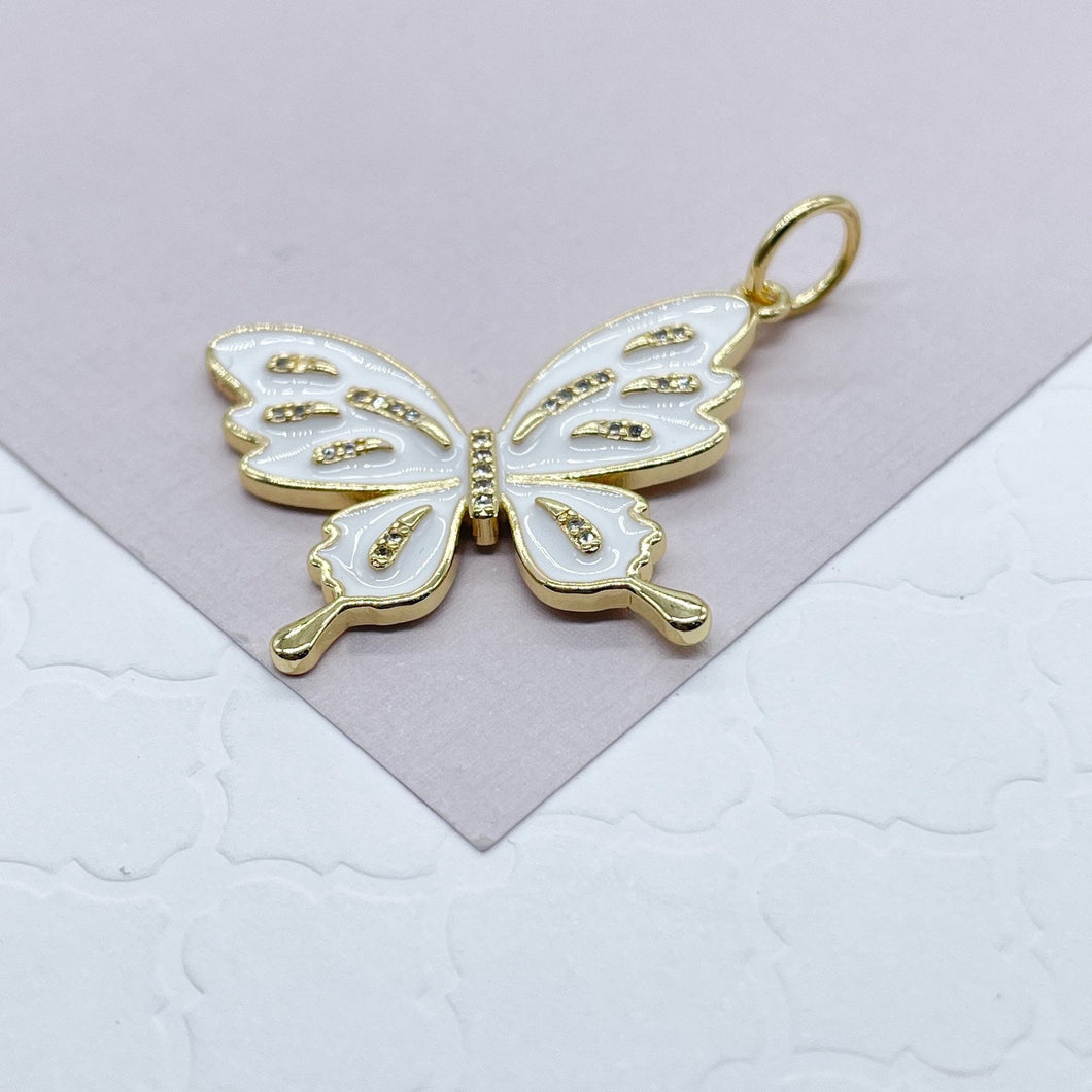 18k Gold Filled Colorful Butterfly Enamel Pendant Wholesale Charm Jewelry Making