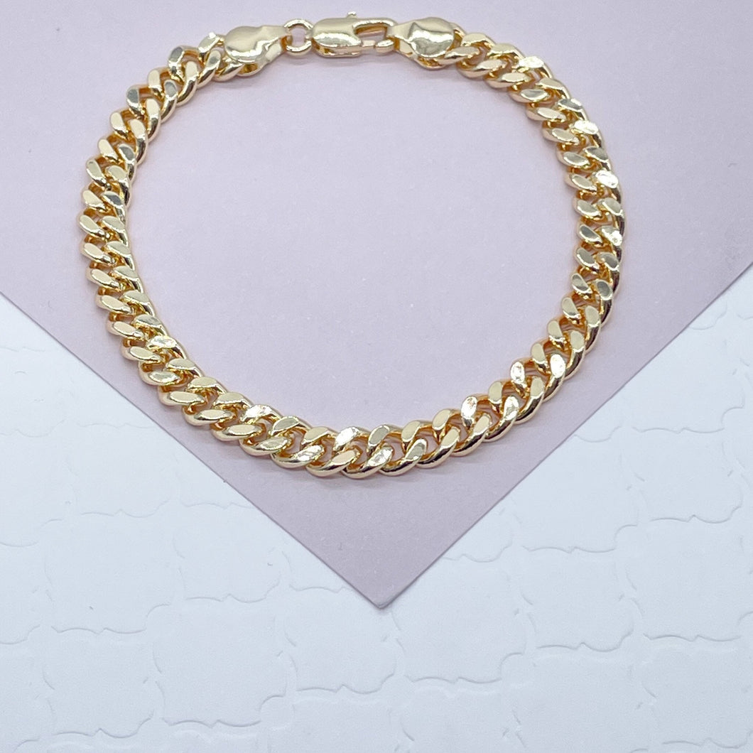 18k Gold Filled Cuban Link Chain Bracelet 7