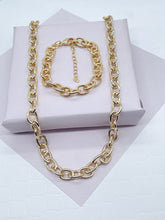Load image into Gallery viewer, 18k Gold Filled Chunky &quot;but Light&quot; Link Necklace Bracelet Set With Extenders, Gift  Her Jewelry
