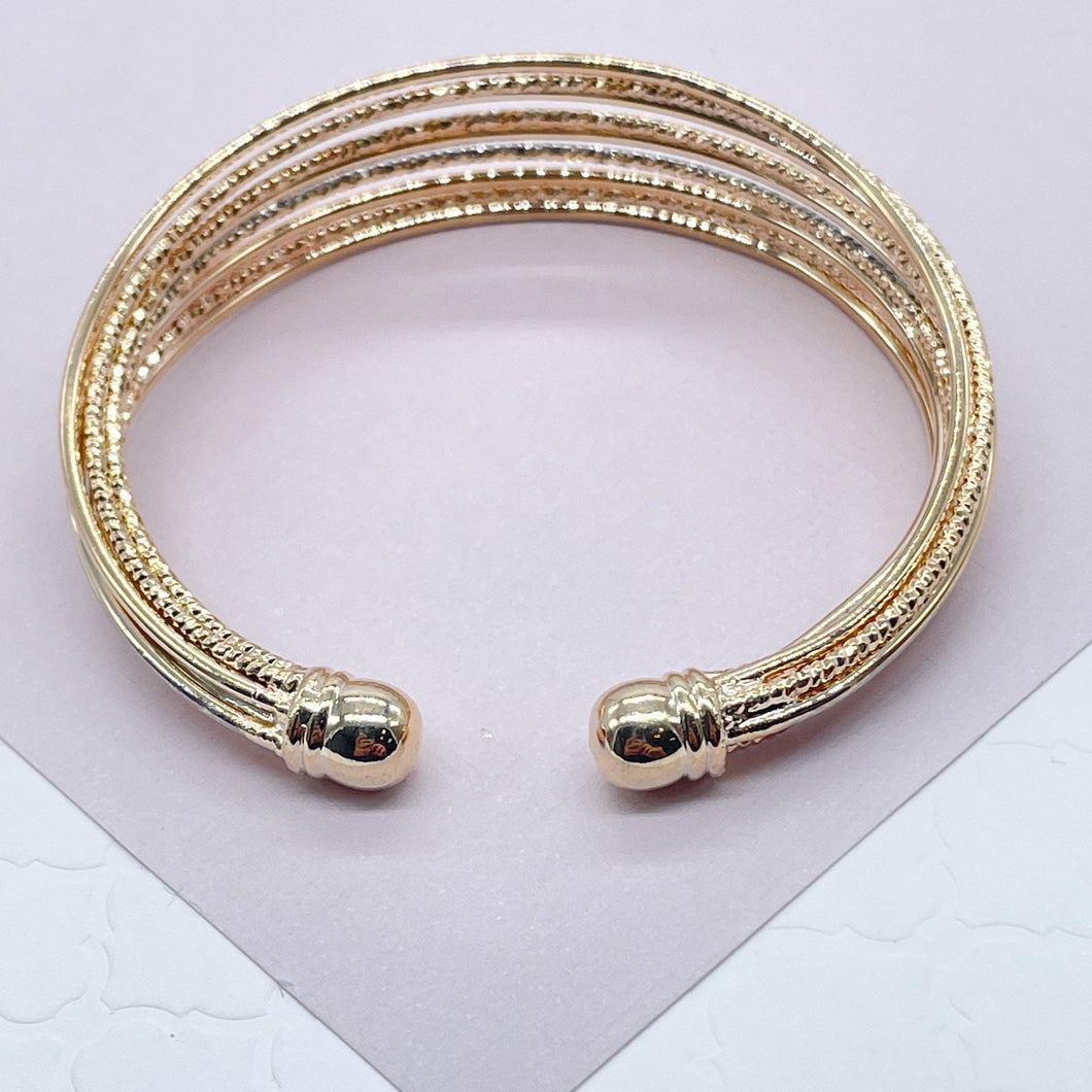18k Gold Filled Tri-Color Bangle with 9 Sparkly Bracelets in One
