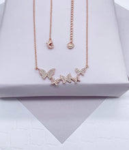 Load image into Gallery viewer, 18k Gold Filled Butterfly Necklaces Featuring Micro Pave Cubic Zirconia Butterflies And Plain Gold Butterfly Jewelry