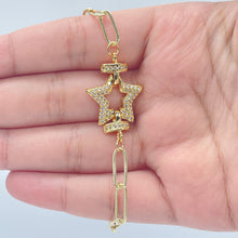Load image into Gallery viewer, 18k Gold Filled Paper Clip Link Bracelet Featuring Micro Pave Cubic Zirconia